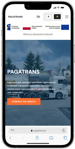 Realizacja strony internetowej na iPhone - PAGATRANS