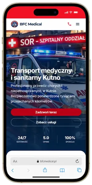 Realizacja strony internetowej na iPhone - BFC Medical Kutno