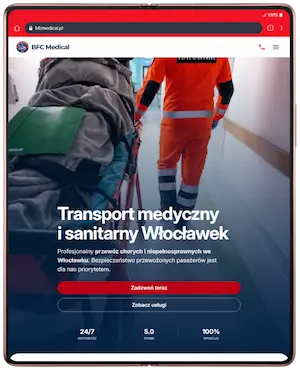 Realizacja strony internetowej na tablecie - BFC Medical - Oddział Włocławek