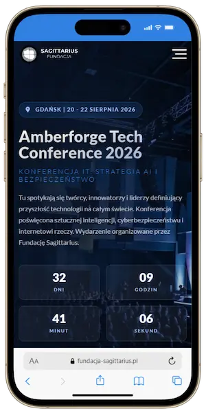 Realizacja strony internetowej na iPhone - Fundacja Sagittarius - Podstrona konferencja IT