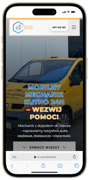 Realizacja strony internetowej na iPhone - T.S. Auto-Serwis