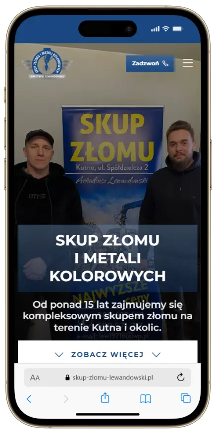 Realizacja strony Skup Złomu na iPhone